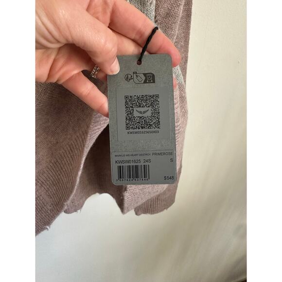 Zadig & Voltaire Marcus Heart Destroyed Pink Cashmere Sweater Small NWT - Picture 8 of 10